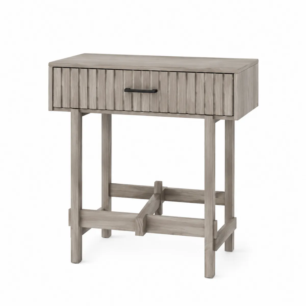 Holz Beistelltisch mit Schublade Grau