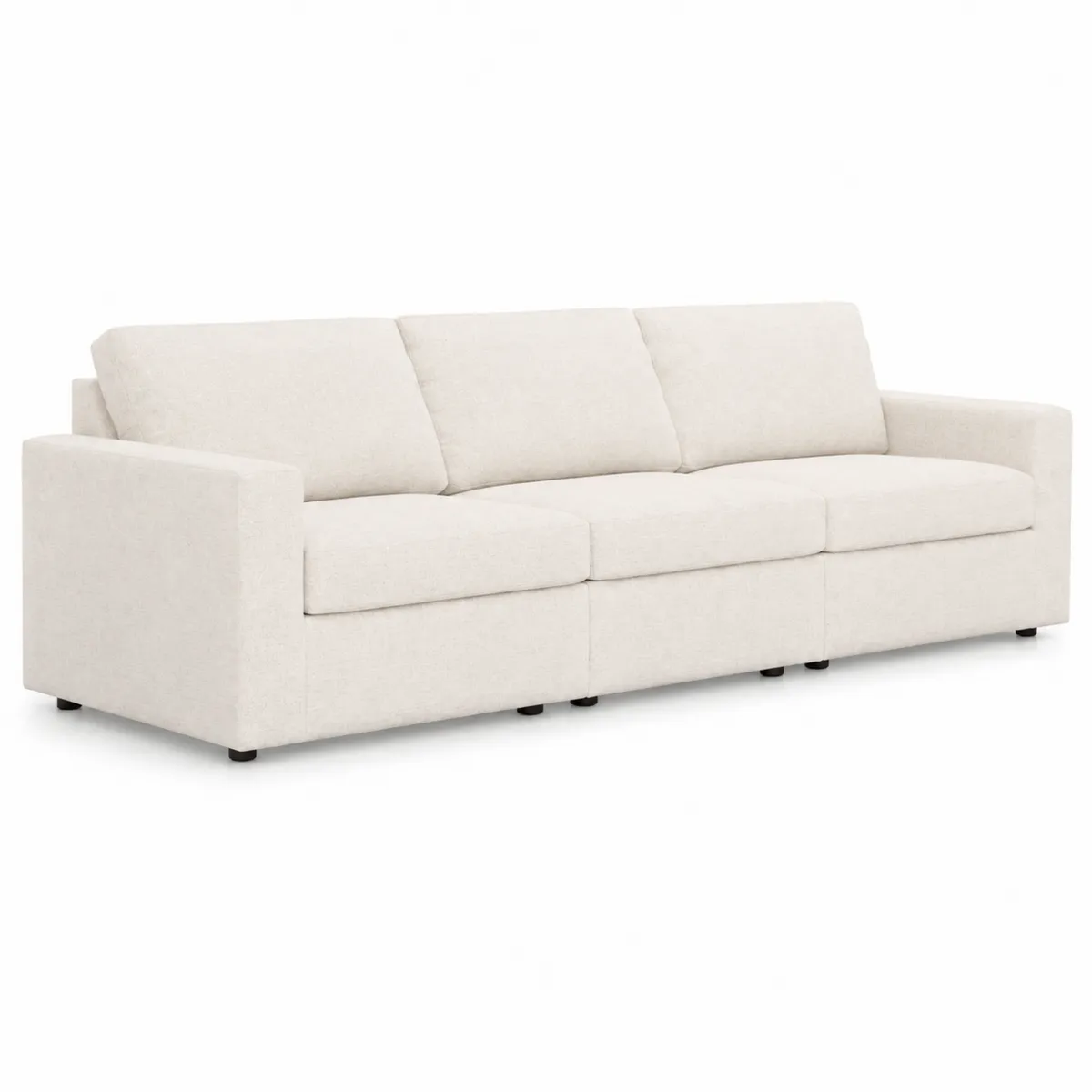 Dreiersofa aus Holz mit Polyestergewebe in Beige