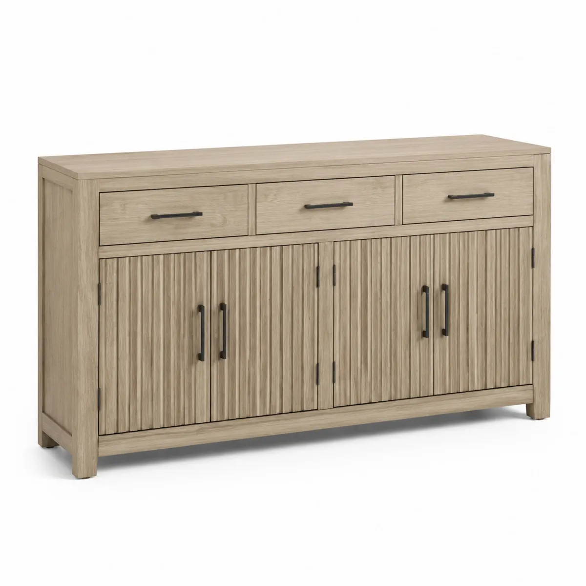 Sideboard aus Eichenholz mit 3 Schubladen und 4 Türen in Beige