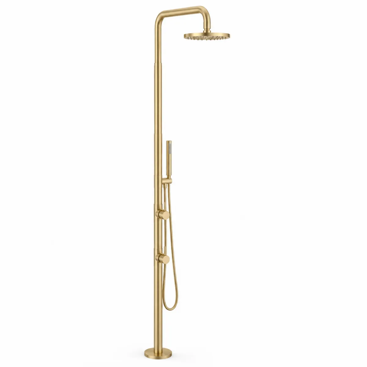 Goldene Außendusche aus Edelstahl mit Handbrause