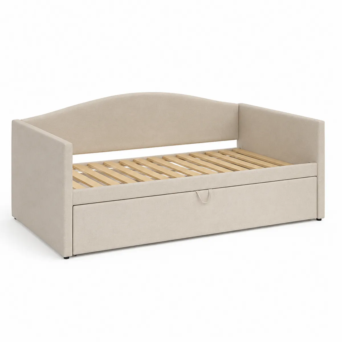 Tagesbett Beige Textil mit Holzkonstruktion 200x90 cm