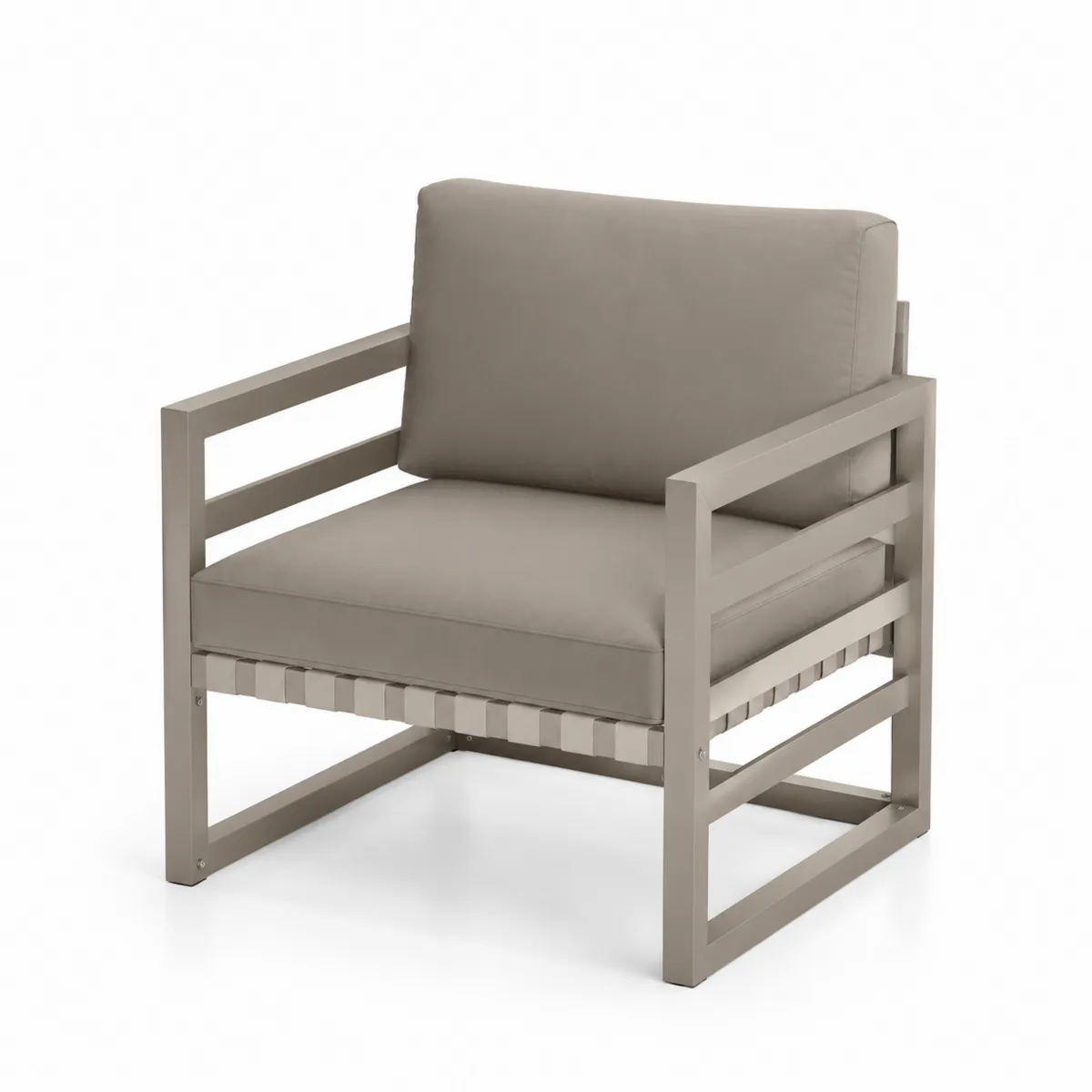 Gartenstuhl mit Armlehnen Aluminium Beige