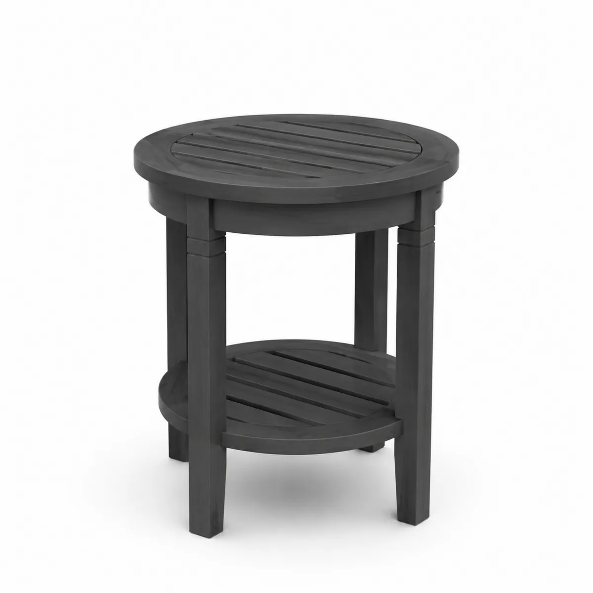 Runder Beistelltisch aus Holz, Grau