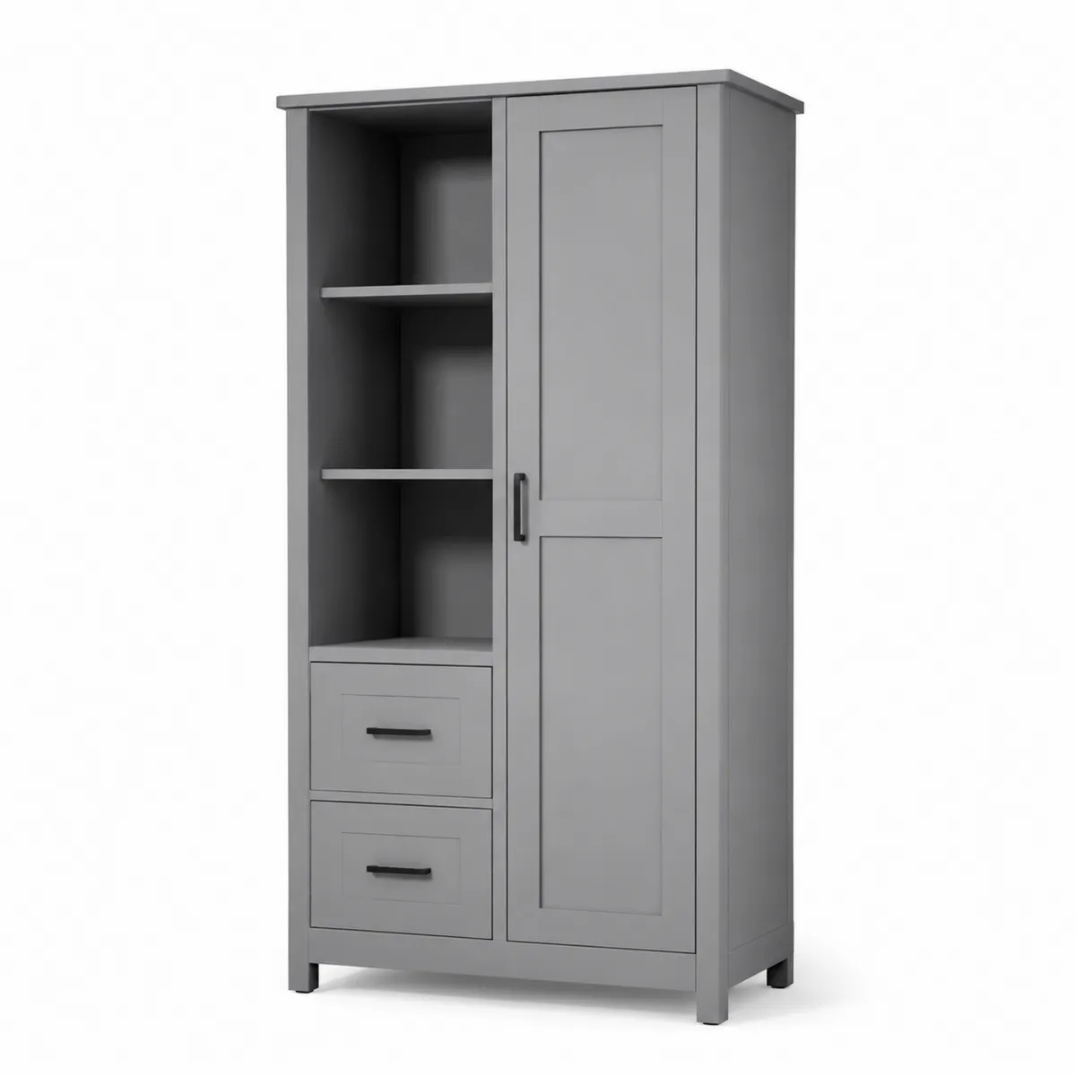 Garderobenschrank mit 2 Schubladen und 1 Tür aus Holz Grau