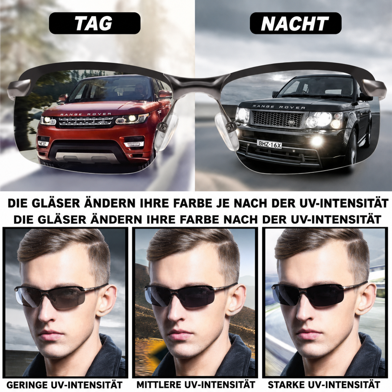 2026🔥 Photochromatische Sonnenbrille mit entspiegelten, polarisierten Gläsern