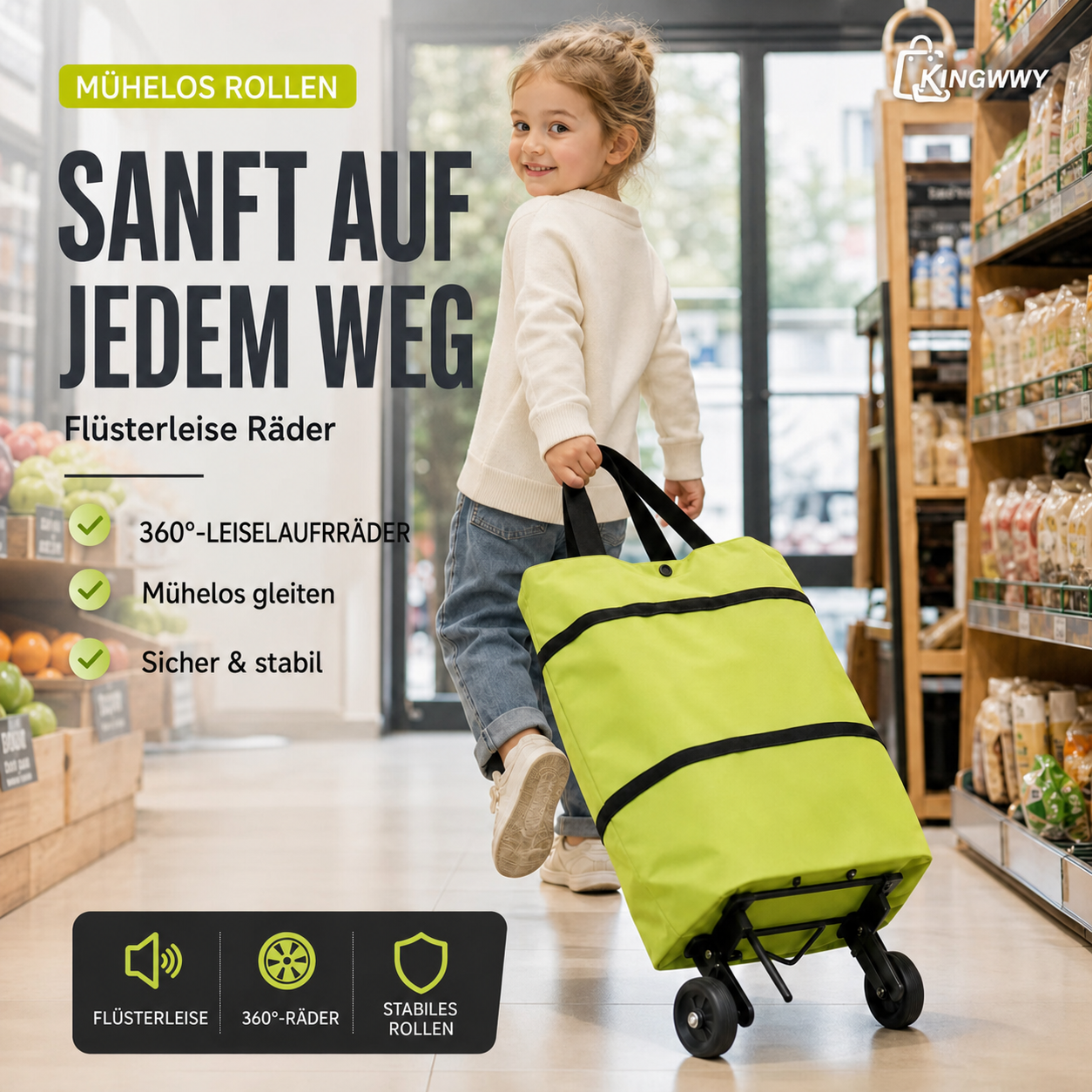 🔥 2-in-1 faltbarer Einkaufstrolley mit Rädern 🛒