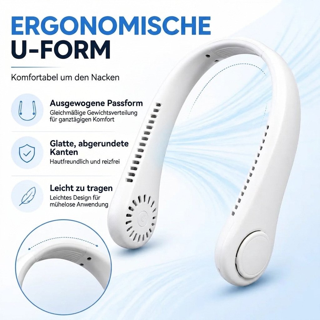Leiser, tragbarer Nackenventilator