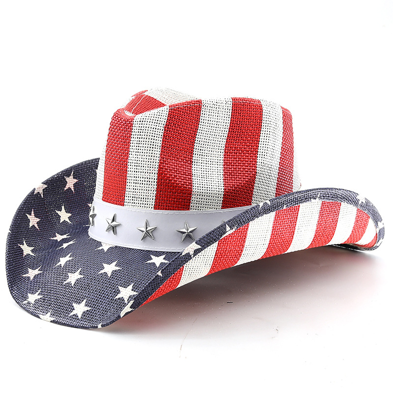 American Flag | Stars & Stripes Straw Cowboy Hat Cowgirl Rodeo Hat