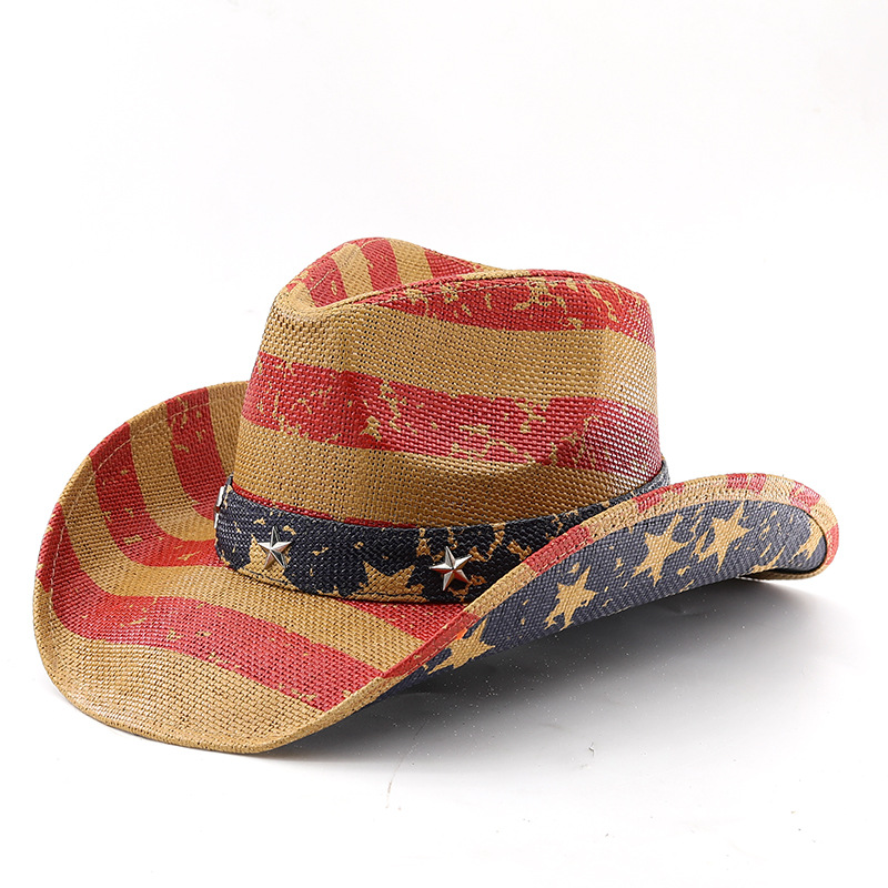 American Flag | Distressed USA Straw Cowboy Hat Cowgirl Western Hat