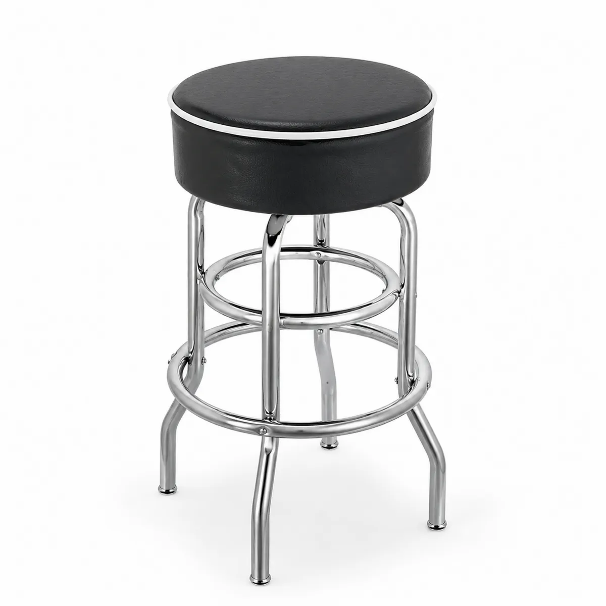 Sgabello in metallo con seduta in pelle PU nera 75 cm-Nordiclumichic