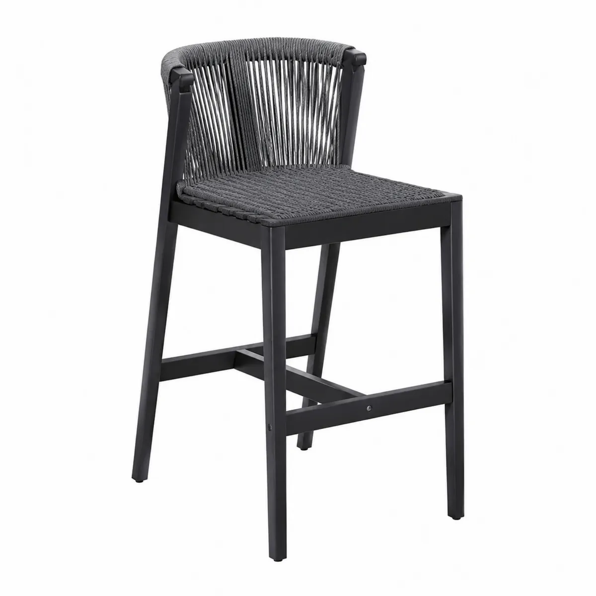 Sgabello in metallo e corda grigio/nero 100x45x45 cm-Nordiclumichic
