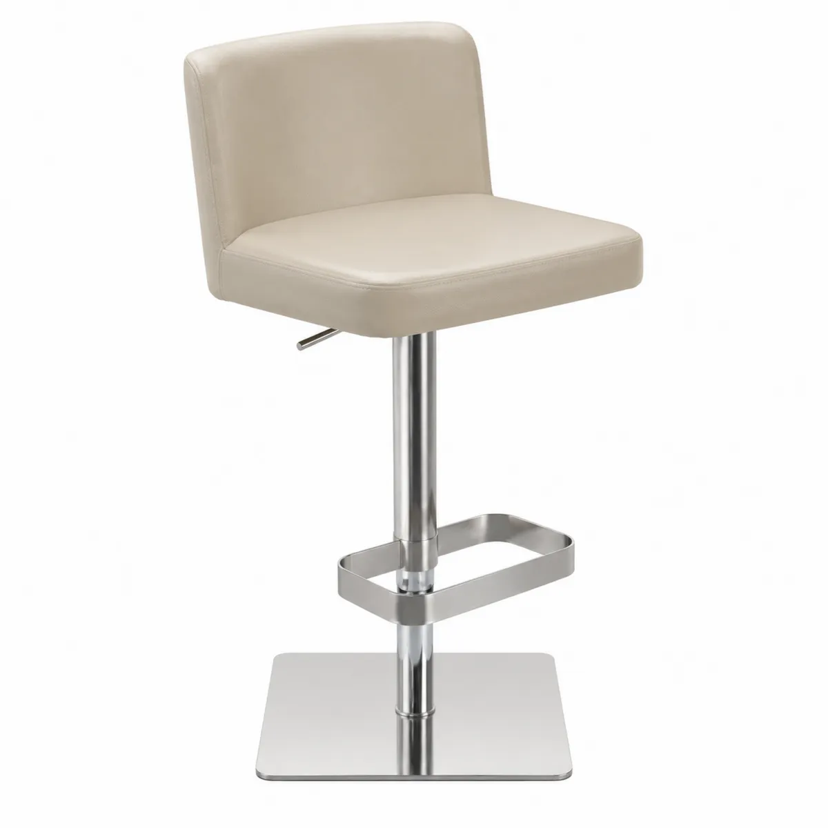 Sgabello regolabile in pelle sintetica e acciaio inox Beige-Nordiclumichic