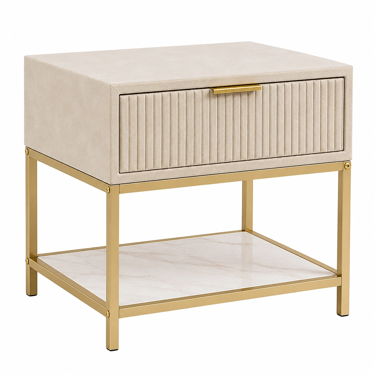 Mesa auxiliar tapizada Beige claro-woodvique