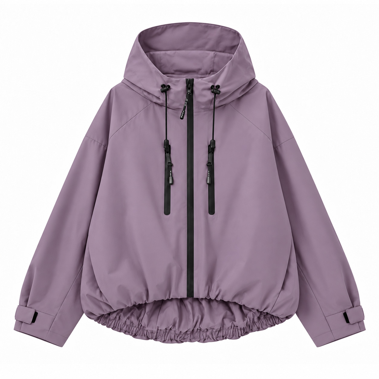 Women’s Short Waterproof Rain Jacket – Wide-Brim Hood, Pleated Hem, Adjustable Cuffs for Dog Walking & Commutes---Buy 2 Get 15% Off & Free Shipping!