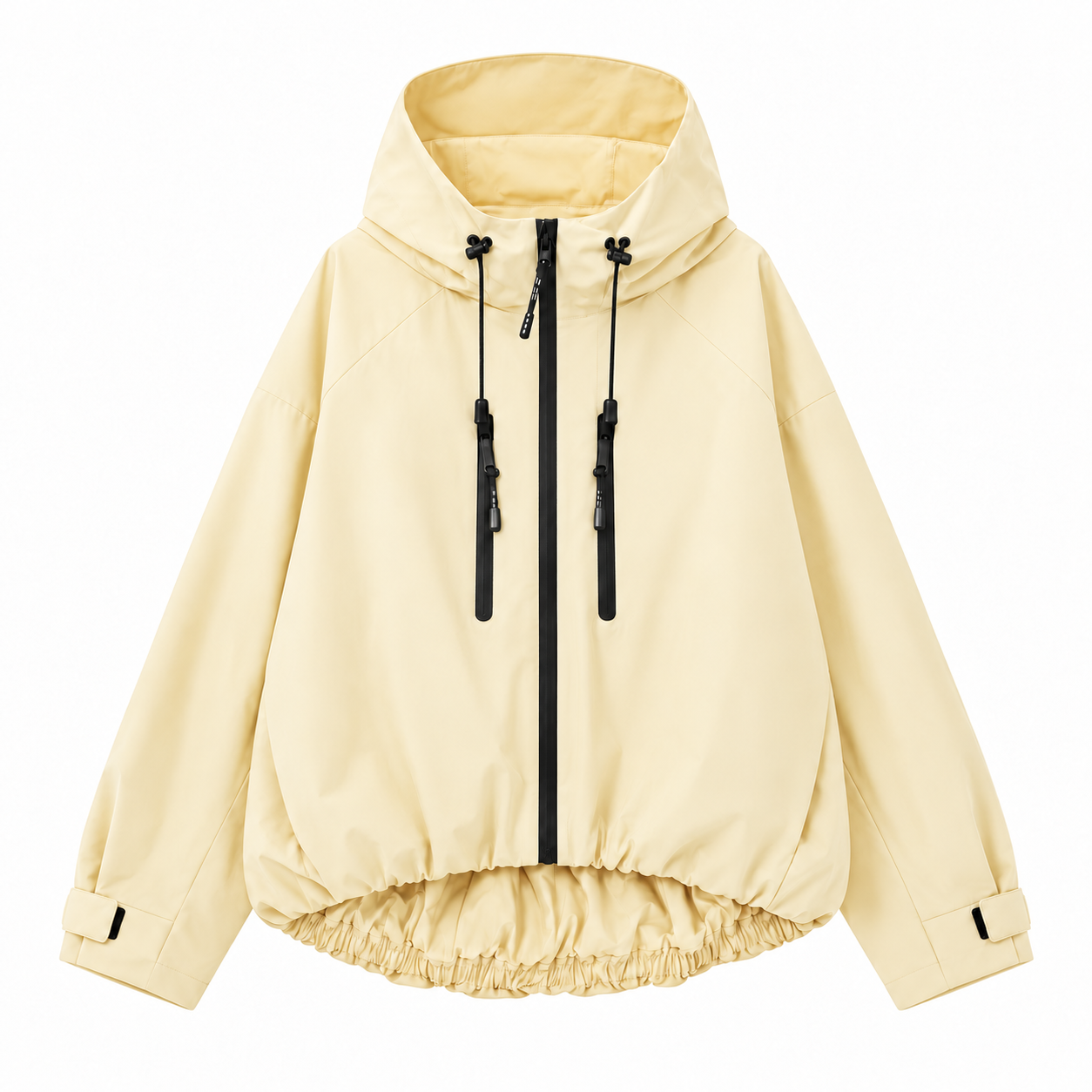 Women’s Short Waterproof Rain Jacket – Wide-Brim Hood, Pleated Hem, Adjustable Cuffs for Dog Walking & Commutes---Buy 2 Get 15% Off & Free Shipping!