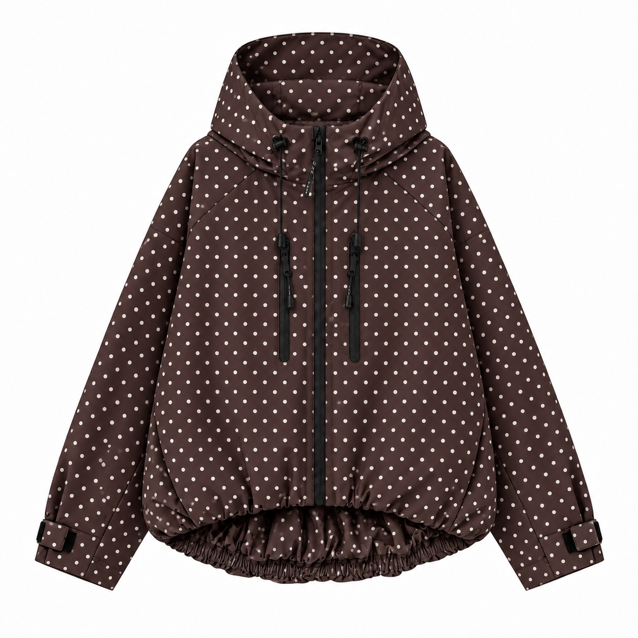Women’s Short Waterproof Rain Jacket – Wide-Brim Hood, Pleated Hem, Adjustable Cuffs for Dog Walking & Commutes---Buy 2 Get 15% Off & Free Shipping!