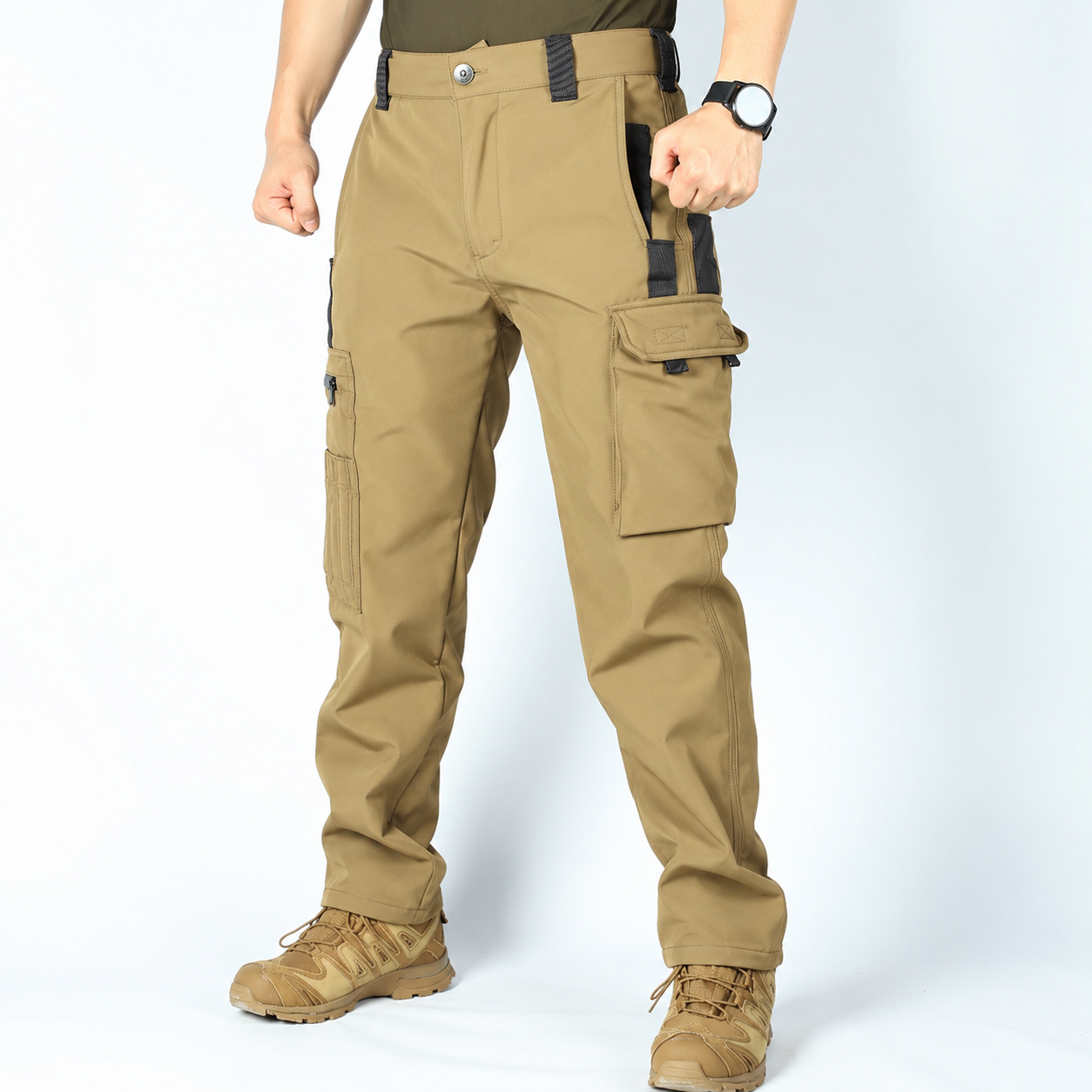 Men’s Water-Repellent Fleece-Lined Work Trousers – Wear-Resistant Softshell, Windproof, Multi-Pocket Cargo for Hiking, Work & Outdoor---Buy 2 Get 15% Off & Free Shipping!