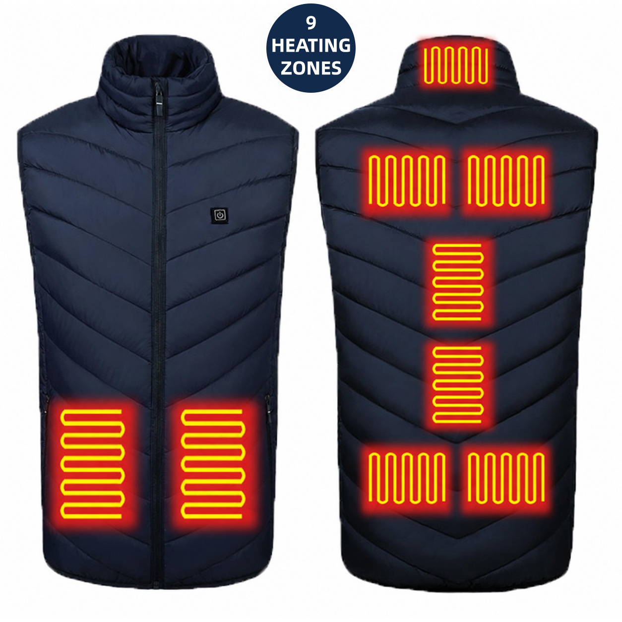 Unisex Heated Gilet with 9 Heating Zones – USB Charging, 3 Heat Settings, Lightweight, Washable Thermal Vest for Hiking & Camping---Buy 2 Get 15% Off & Free Shipping!