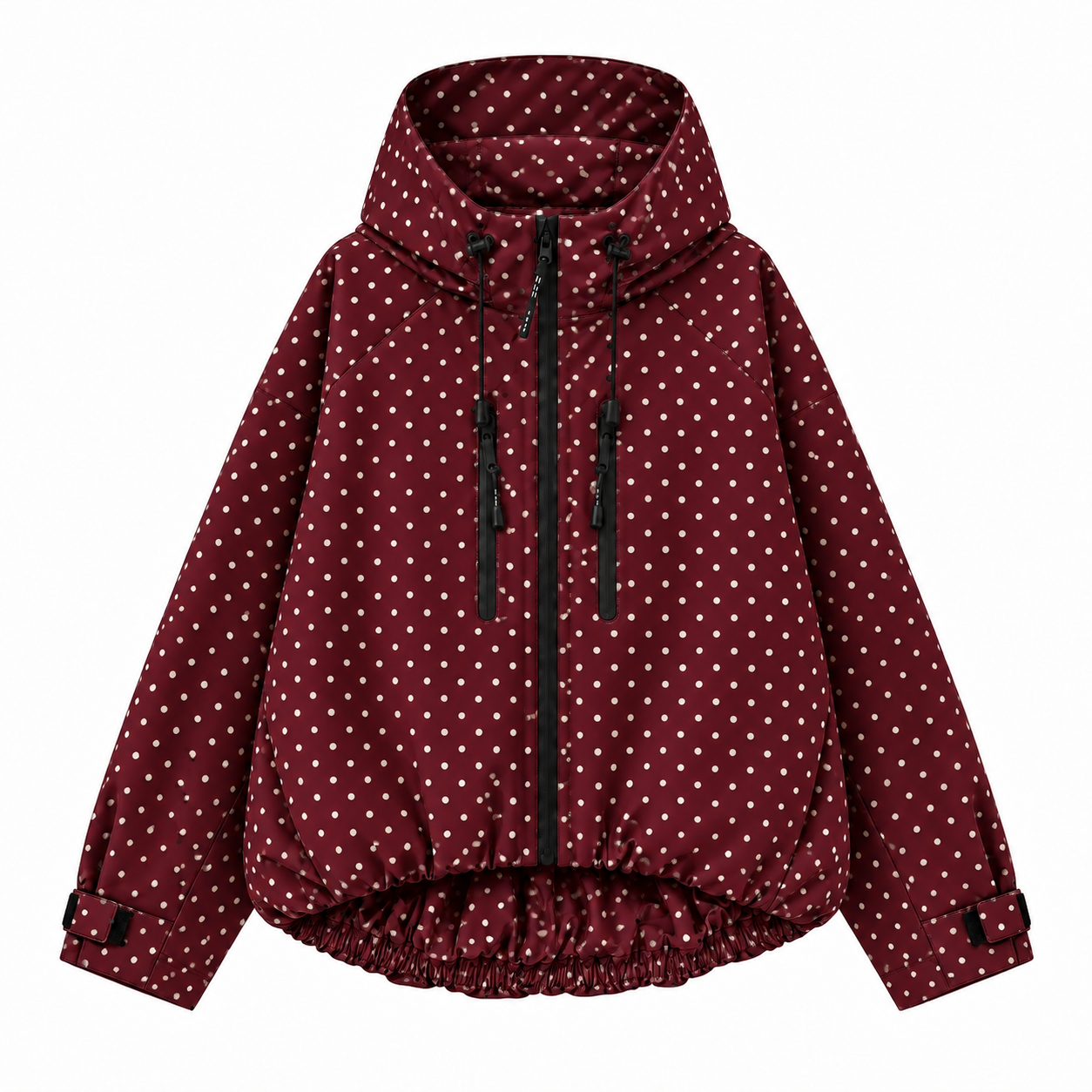 Women’s Short Waterproof Rain Jacket – Wide-Brim Hood, Pleated Hem, Adjustable Cuffs for Dog Walking & Commutes---Buy 2 Get 15% Off & Free Shipping!