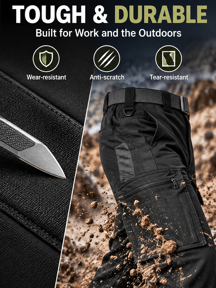 Men’s Water-Repellent Fleece-Lined Work Trousers – Wear-Resistant Softshell, Windproof, Multi-Pocket Cargo for Hiking, Work & Outdoor---Buy 2 Get 15% Off & Free Shipping!