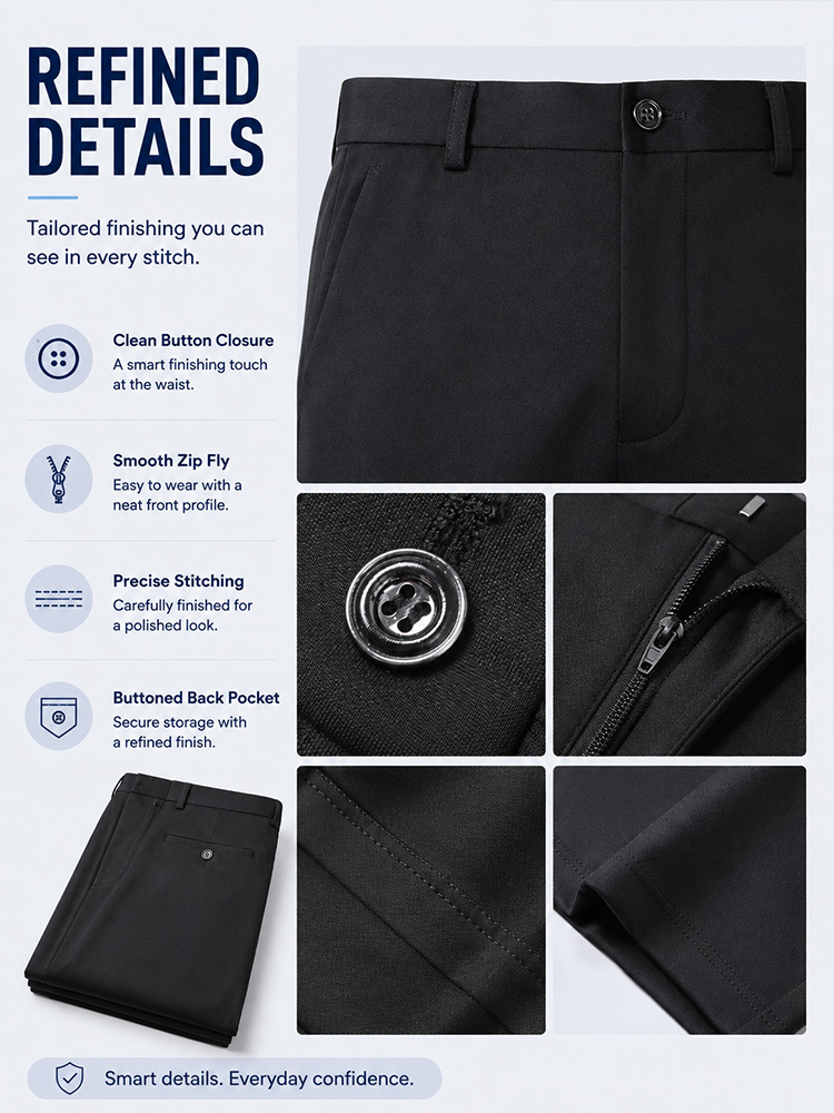 Men's Stretch Dress Trousers – 4-Way Stretch,Expandable Waist,  No Iron,Wrinkle-Free for Casual & Office---Buy 2 Get 15% Off & Free Shipping!