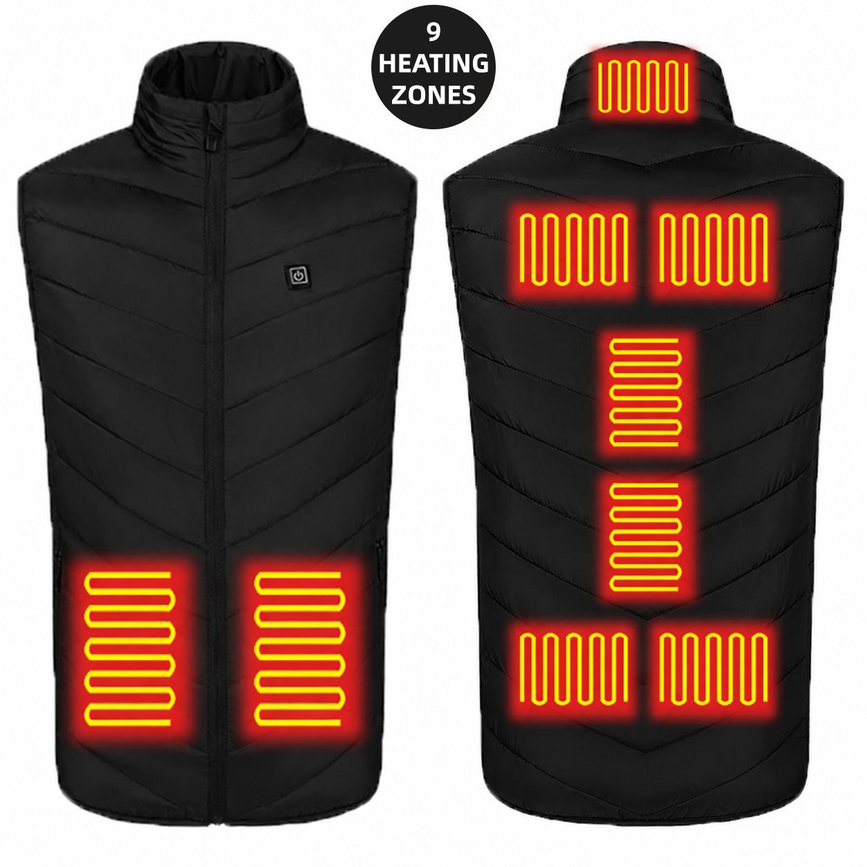 Unisex Heated Gilet with 9 Heating Zones – USB Charging, 3 Heat Settings, Lightweight, Washable Thermal Vest for Hiking & Camping---Buy 2 Get 15% Off & Free Shipping!