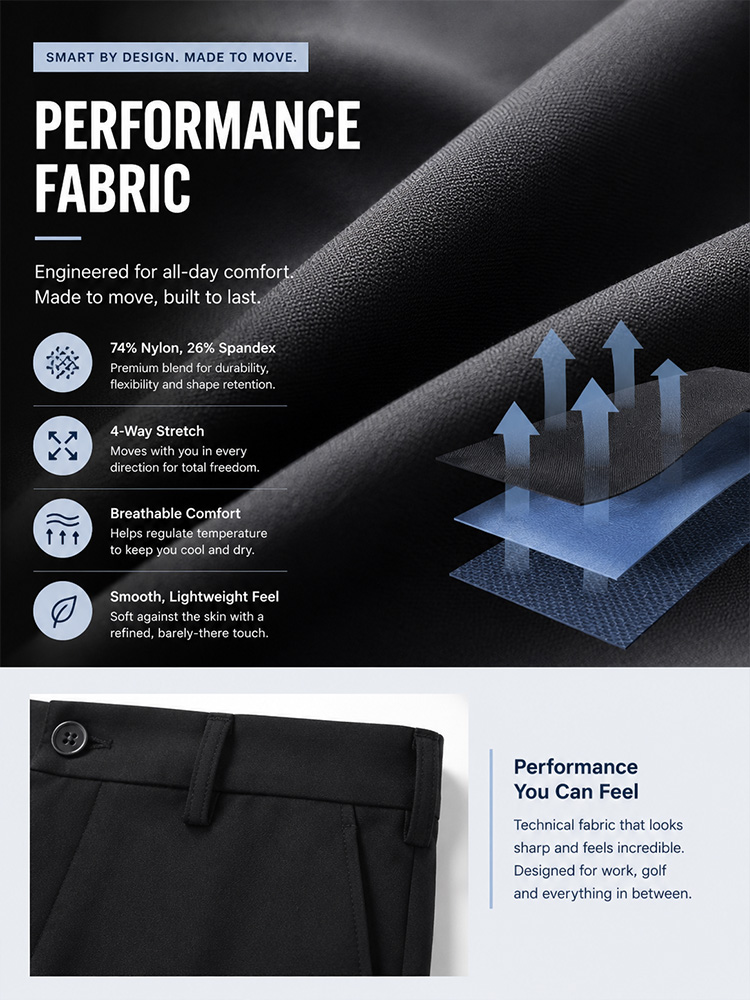 Men's Stretch Dress Trousers – 4-Way Stretch,Expandable Waist,  No Iron,Wrinkle-Free for Casual & Office---Buy 2 Get 15% Off & Free Shipping!
