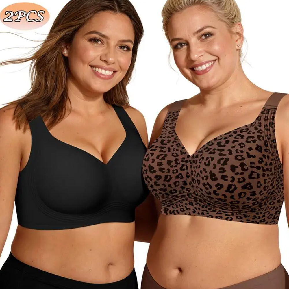 Women‘s 2-Pack Wirefree Bras – Full Coverage, Push-Up, Plus Size, No Underwire, Comfort Supportive --- 2-Pack for Just £21.98 & Free shipping！