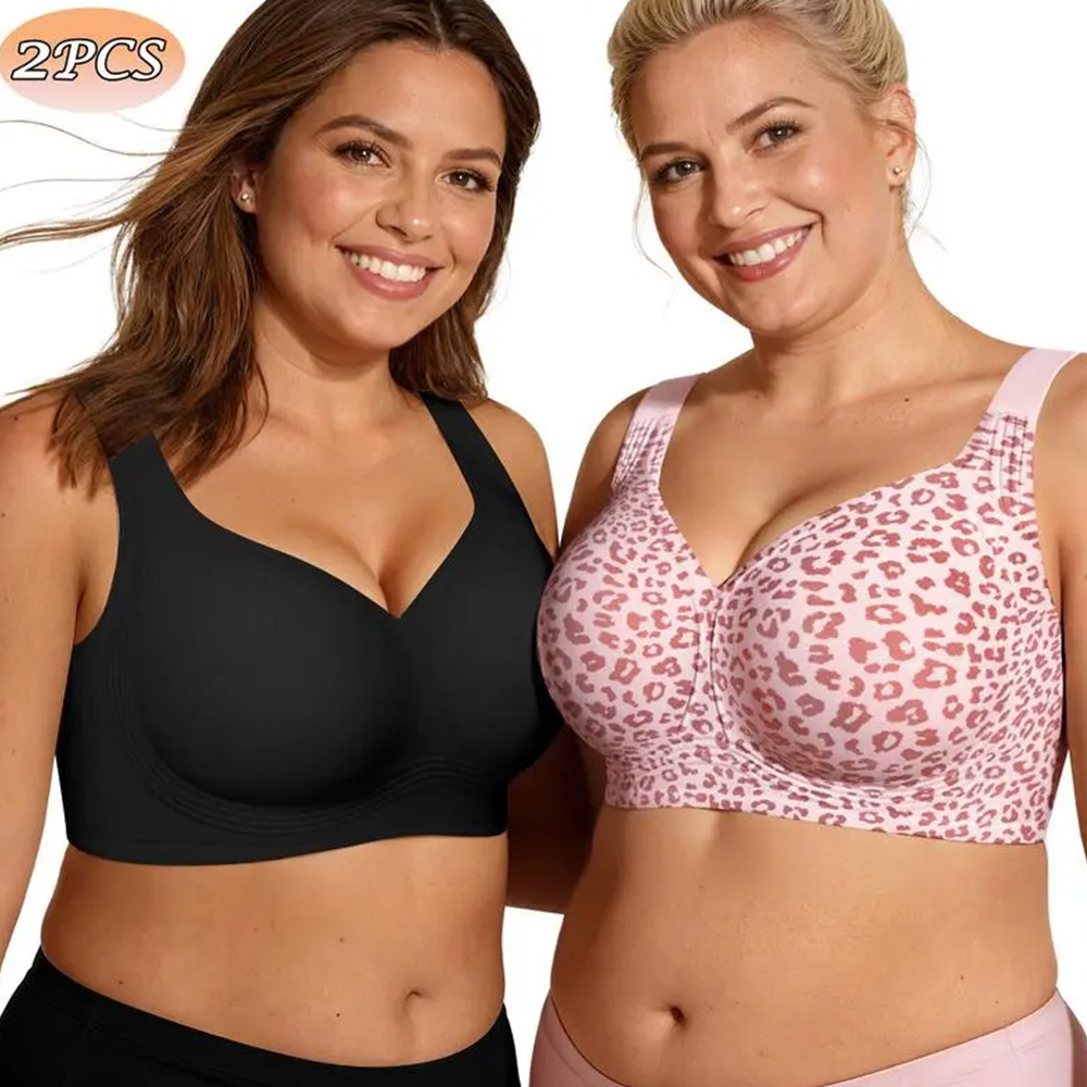 Women‘s 2-Pack Wirefree Bras – Full Coverage, Push-Up, Plus Size, No Underwire, Comfort Supportive --- 2-Pack for Just £21.98 & Free shipping！