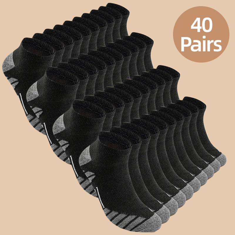 Men’s No-Show Socks Value Pack – 8/20/30/40 Pairs, Breathable Cotton Blend, Sweat-Absorbent, Foldable, All-Season Daily Wear