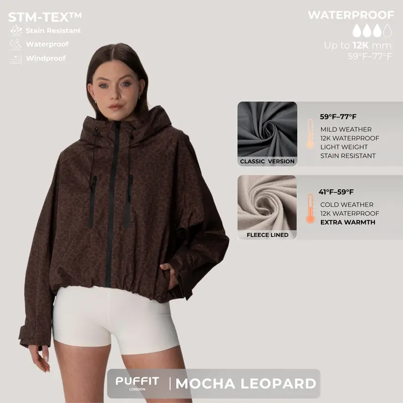 Women’s Short Waterproof Rain Jacket – Wide-Brim Hood, Pleated Hem, Adjustable Cuffs for Dog Walking & Commutes---Buy 2 Get 15% Off & Free Shipping!