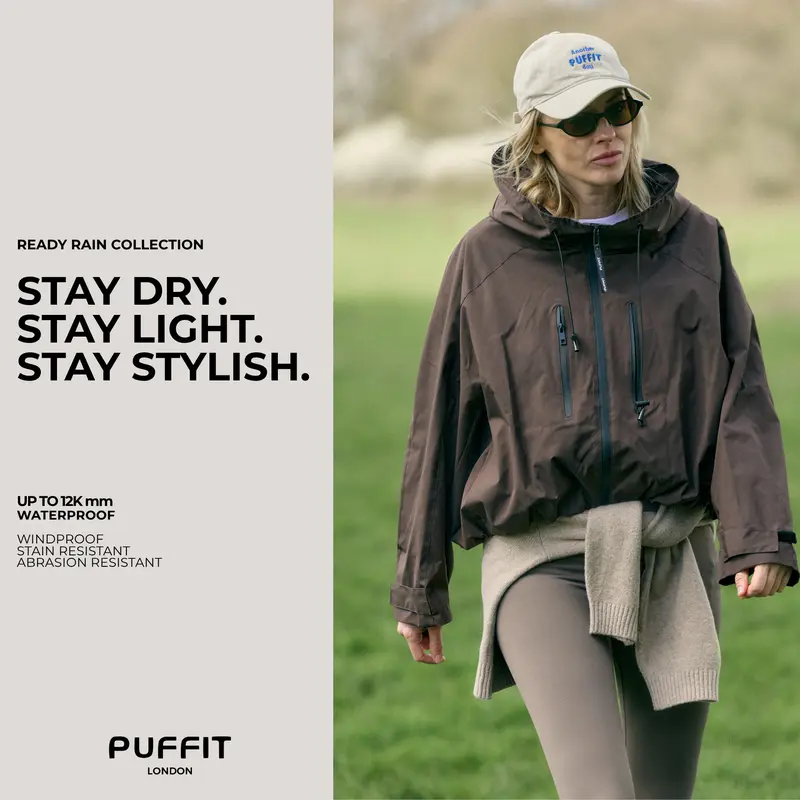 Women’s Short Waterproof Rain Jacket – Wide-Brim Hood, Pleated Hem, Adjustable Cuffs for Dog Walking & Commutes---Buy 2 Get 15% Off & Free Shipping!