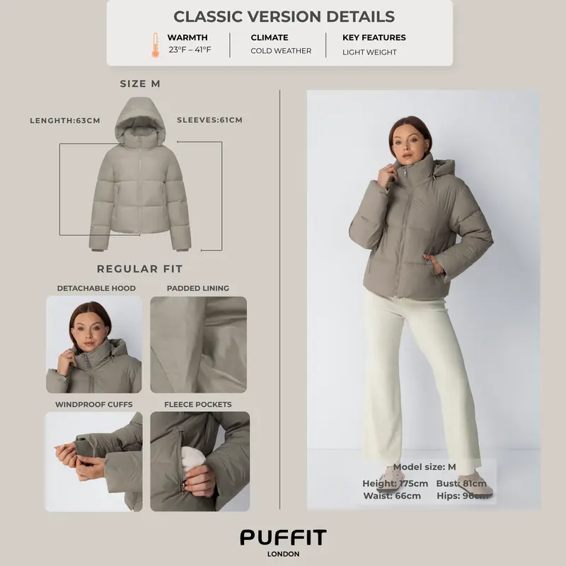 Women’s Short Puffer Jacket – Removable Hood, Faux Fur Lining Option, Zip Pockets, Warm Quilted Coat for Winter---Buy 2 Get 15% Off & Free Shipping!