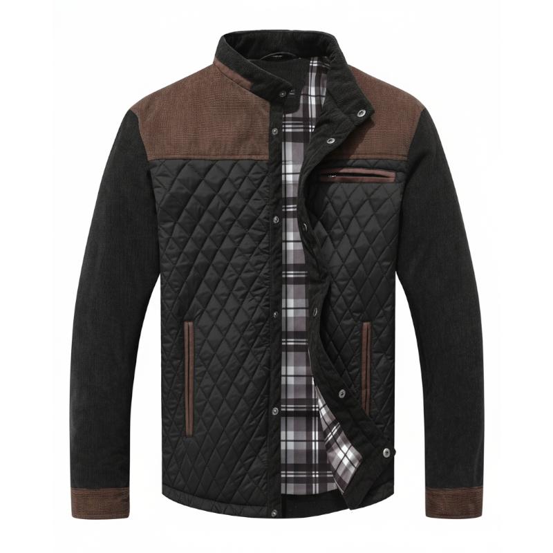 Men’s Diamond Quilted Jacket – Lightweight, Button-Down, Band Collar, Utility Pocket, Slim Fit for Everyday Wear---Buy 2 Get 15% Off & Free Shipping!