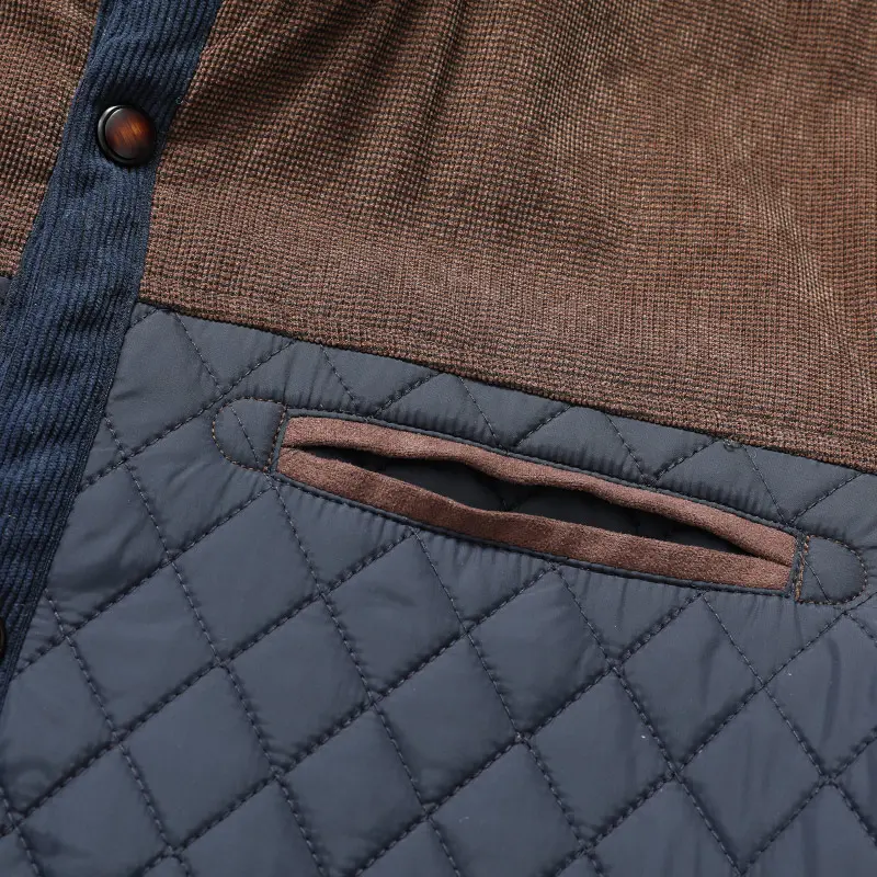 Men’s Diamond Quilted Jacket – Lightweight, Button-Down, Band Collar, Utility Pocket, Slim Fit for Everyday Wear---Buy 2 Get 15% Off & Free Shipping!