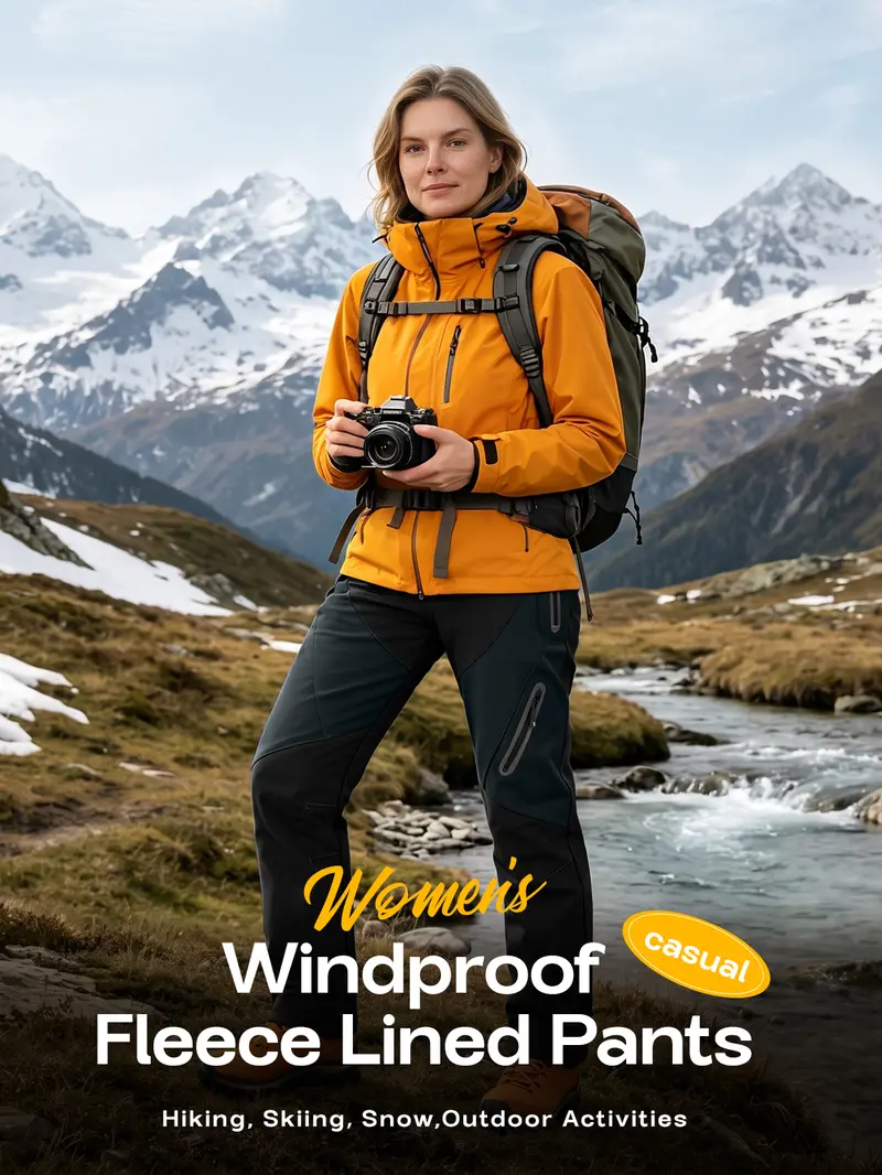Women’s Waterproof Fleece-Lined Snow Pants – High Waist, Insulated, Breathable Ski & Hiking Trousers---Buy 2 Get 15% Off & Free Shipping!