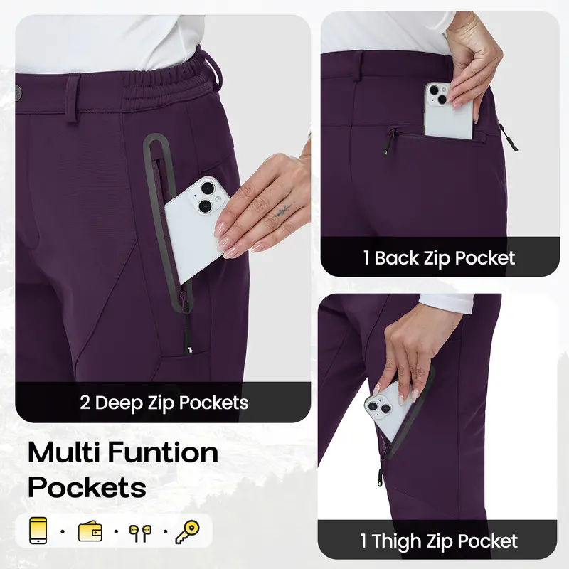 Women’s Waterproof Fleece-Lined Snow Pants – High Waist, Insulated, Breathable Ski & Hiking Trousers---Buy 2 Get 15% Off & Free Shipping!