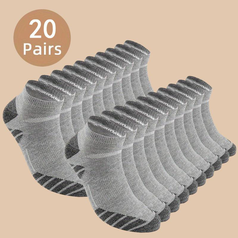Men’s No-Show Socks Value Pack – 8/20/30/40 Pairs, Breathable Cotton Blend, Sweat-Absorbent, Foldable, All-Season Daily Wear