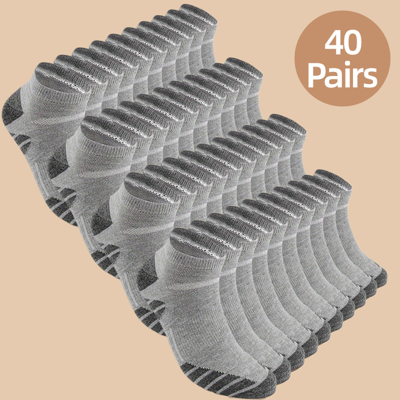 Men’s No-Show Socks Value Pack – 8/20/30/40 Pairs, Breathable Cotton Blend, Sweat-Absorbent, Foldable, All-Season Daily Wear