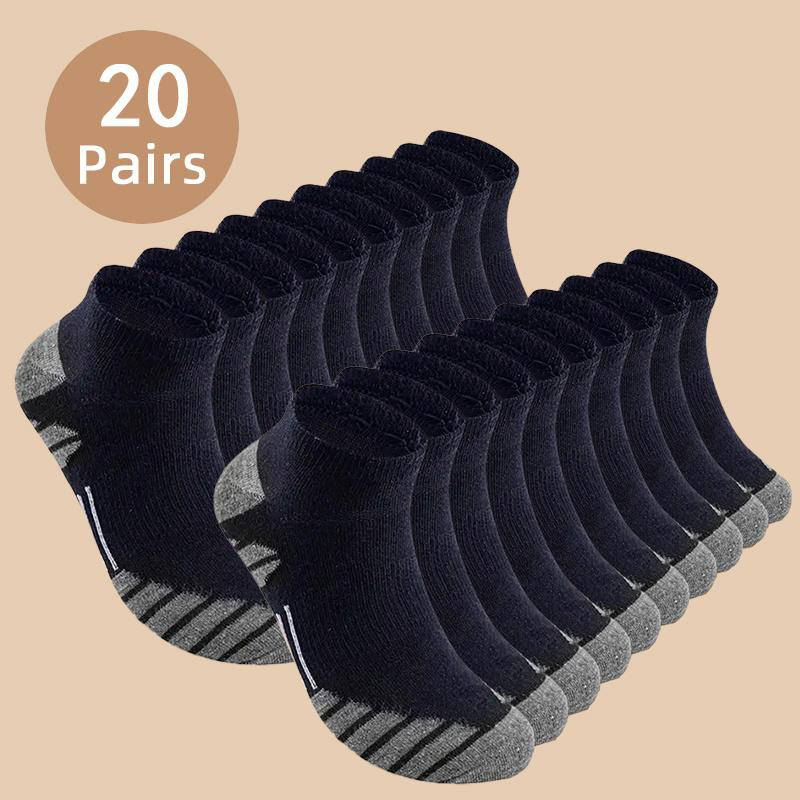 Men’s No-Show Socks Value Pack – 8/20/30/40 Pairs, Breathable Cotton Blend, Sweat-Absorbent, Foldable, All-Season Daily Wear