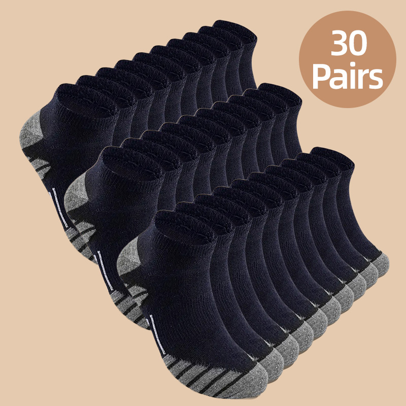 Men’s No-Show Socks Value Pack – 8/20/30/40 Pairs, Breathable Cotton Blend, Sweat-Absorbent, Foldable, All-Season Daily Wear