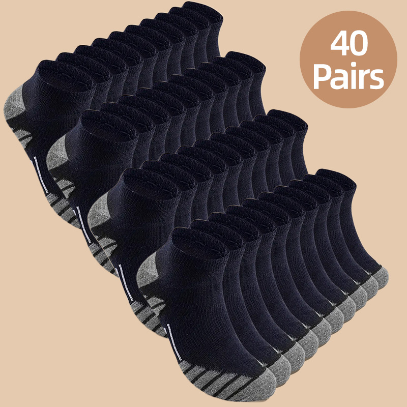 Men’s No-Show Socks Value Pack – 8/20/30/40 Pairs, Breathable Cotton Blend, Sweat-Absorbent, Foldable, All-Season Daily Wear