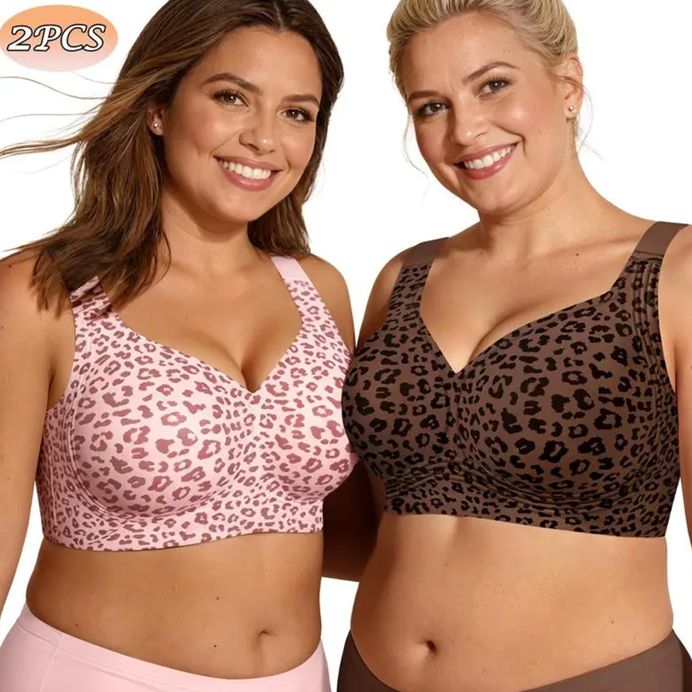 Women‘s 2-Pack Wirefree Bras – Full Coverage, Push-Up, Plus Size, No Underwire, Comfort Supportive --- 2-Pack for Just £21.98 & Free shipping！