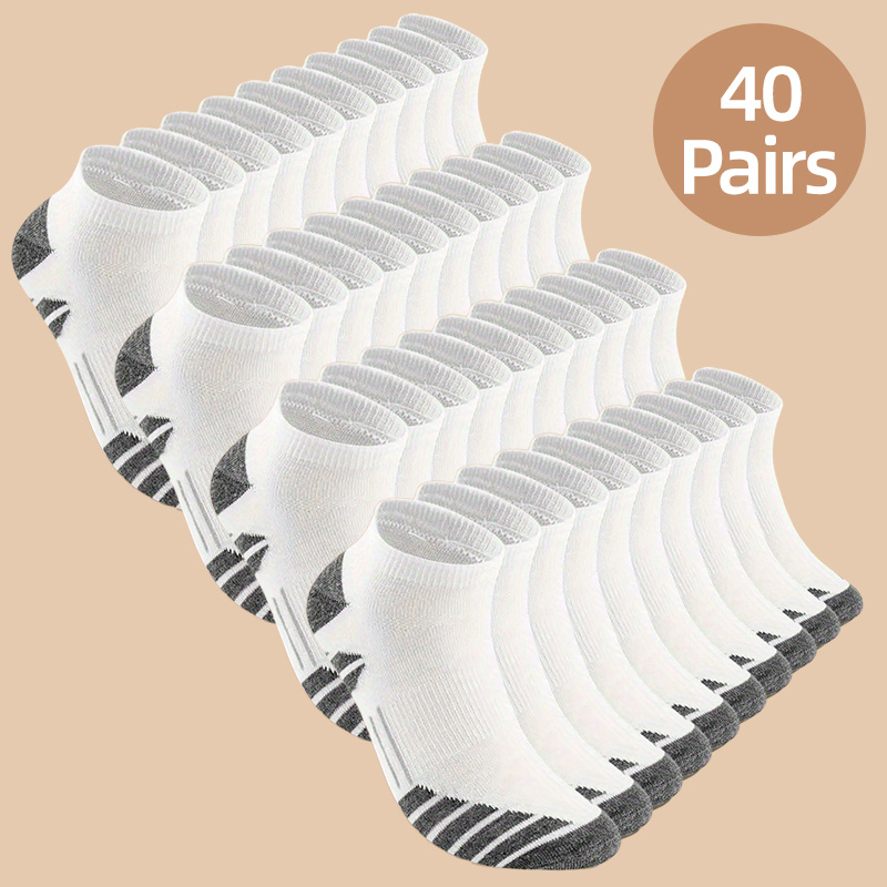 Men’s No-Show Socks Value Pack – 8/20/30/40 Pairs, Breathable Cotton Blend, Sweat-Absorbent, Foldable, All-Season Daily Wear