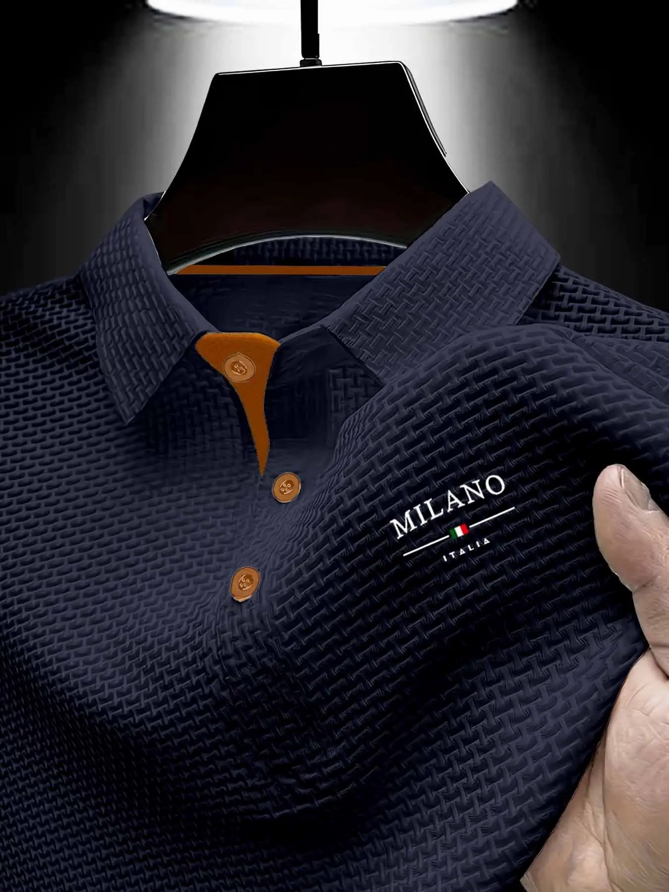 Herren Geometrisch Texturiertes Polo-Shirt – schnelltrocknend, atmungsaktiv, Slim Fit, Buchstabenmuster für Sommersport & Freizeit --- Kaufen Sie 2 und sichern Sie sich 15% Rabatt & kostenfreien Versand!