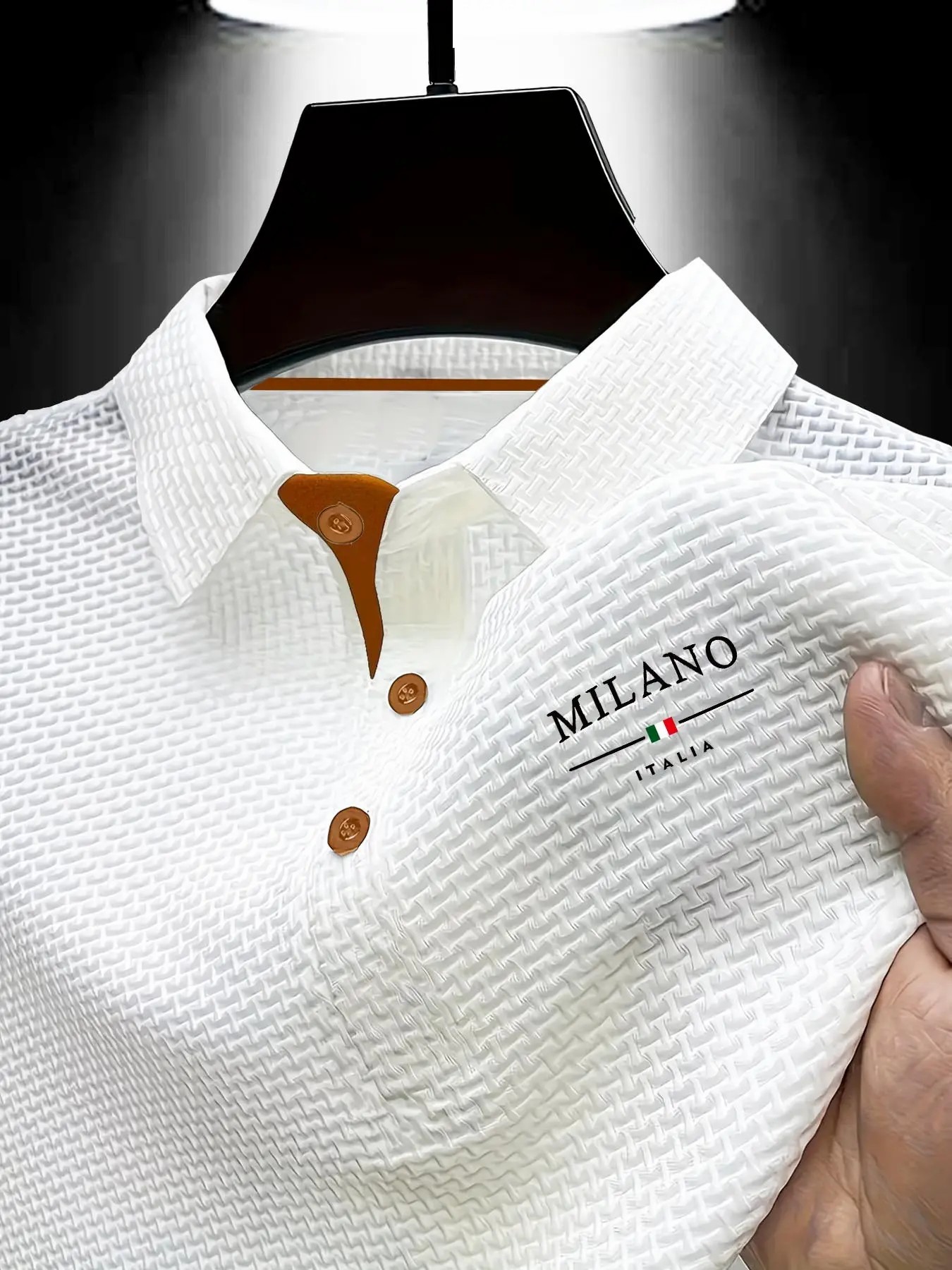 Herren Geometrisch Texturiertes Polo-Shirt – schnelltrocknend, atmungsaktiv, Slim Fit, Buchstabenmuster für Sommersport & Freizeit --- Kaufen Sie 2 und sichern Sie sich 15% Rabatt & kostenfreien Versand!