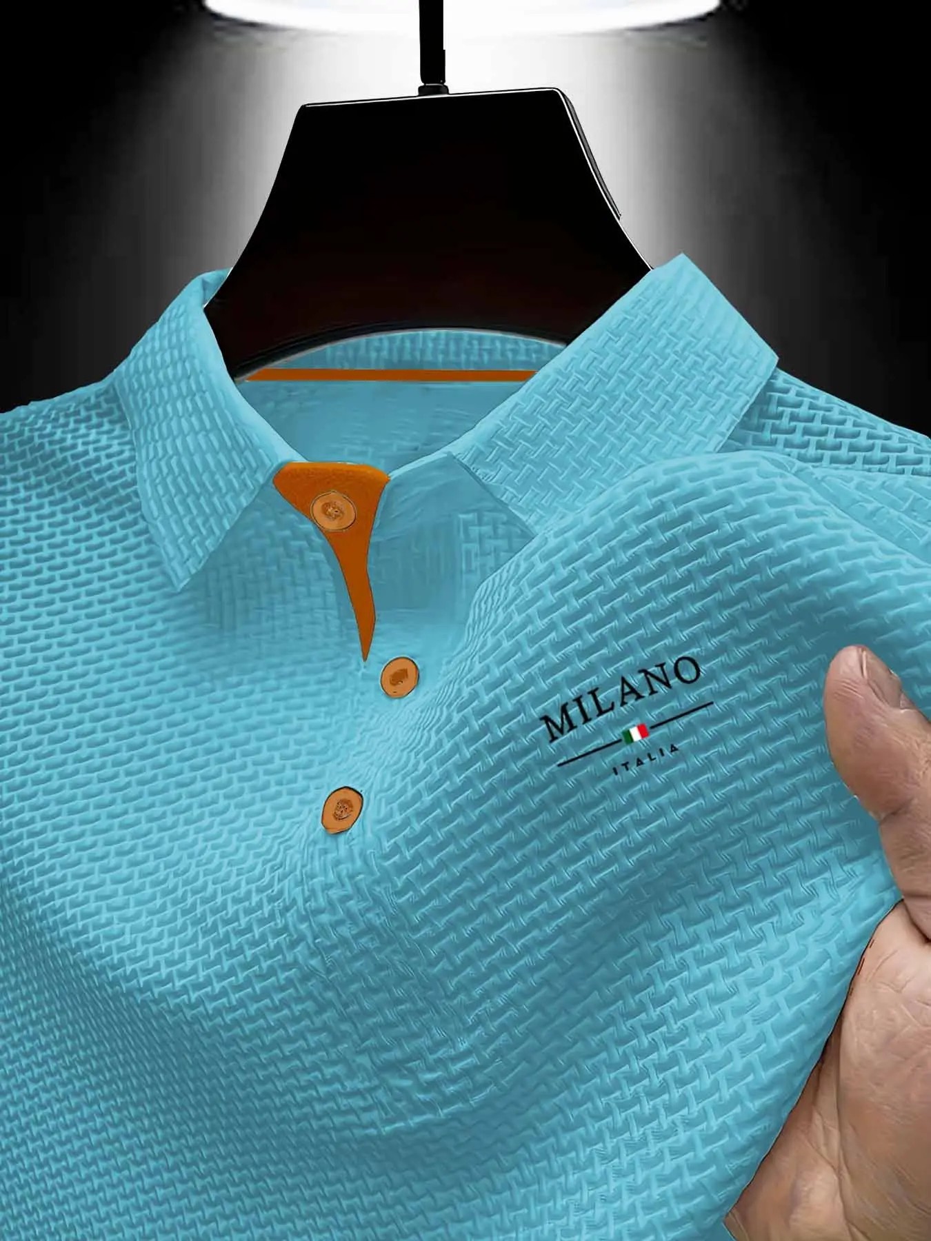 Herren Geometrisch Texturiertes Polo-Shirt – schnelltrocknend, atmungsaktiv, Slim Fit, Buchstabenmuster für Sommersport & Freizeit --- Kaufen Sie 2 und sichern Sie sich 15% Rabatt & kostenfreien Versand!