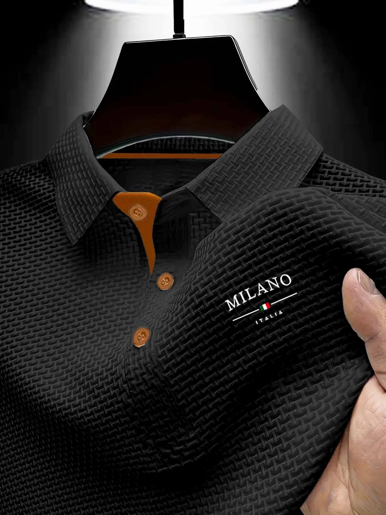 Herren Geometrisch Texturiertes Polo-Shirt – schnelltrocknend, atmungsaktiv, Slim Fit, Buchstabenmuster für Sommersport & Freizeit --- Kaufen Sie 2 und sichern Sie sich 15% Rabatt & kostenfreien Versand!
