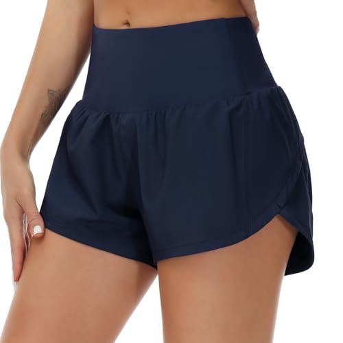 ❤Damen High-Waist Yoga-Shorts mit Gesäßtasche & Doppellage – Atmungsaktiv, für Sport & Laufen