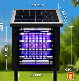 Solar-Insektenvernichter mit UV-Licht & 3.500V Hochspannungsgitter – IPX4 wasserdicht, USB & Solar